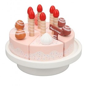 Ensemble de Jeu de Gâteau en Bois, Ensemble de Jeu de Gâteau en Bois de Hêtre, Exercice de Compétences Sociales, Plats dinté