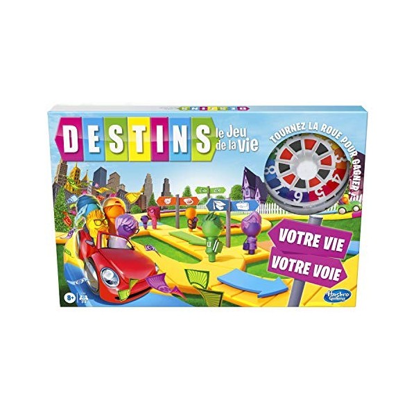 Hasbro Destins Le Jeu de la Vie, Jeu de Societe pour la Famille, Jeu de Plateau, Version Francaise