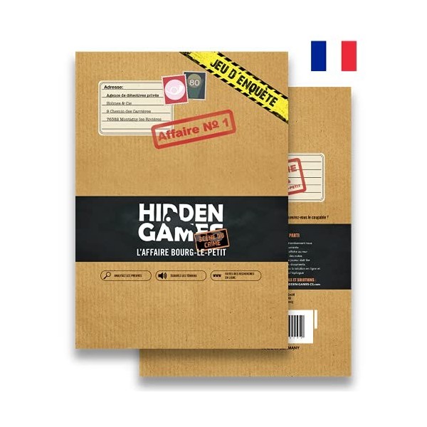 Hidden Games Scène du Crime - Affaire n° 1 - laffaire BOURG-Le-Petit - Française - Jeu de scène de Crime réaliste, Jeu de dé