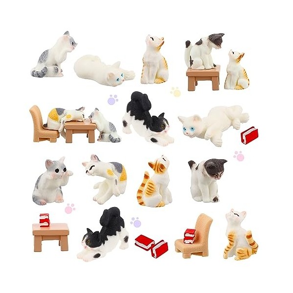 Cobee Figurines de chat réalistes 1:12 - 10 pièces