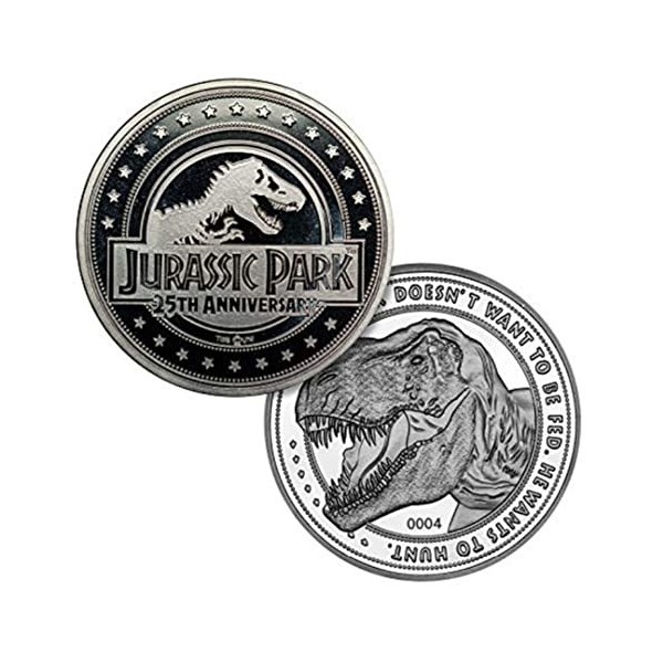 Jurassic Park Collectable Coin 25th Anniversary T-Rex silver plated Iron World