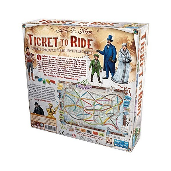 Days of Wonder , Ticket to Ride Board Game , Ages 8+ , For 2 to 5 Players , Average Playtime 30-60 Minutes