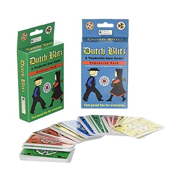 Dutch Blitz Lot de 2 jeux de cartes familiaux originaux avec extension pour jusquà 8 joueurs