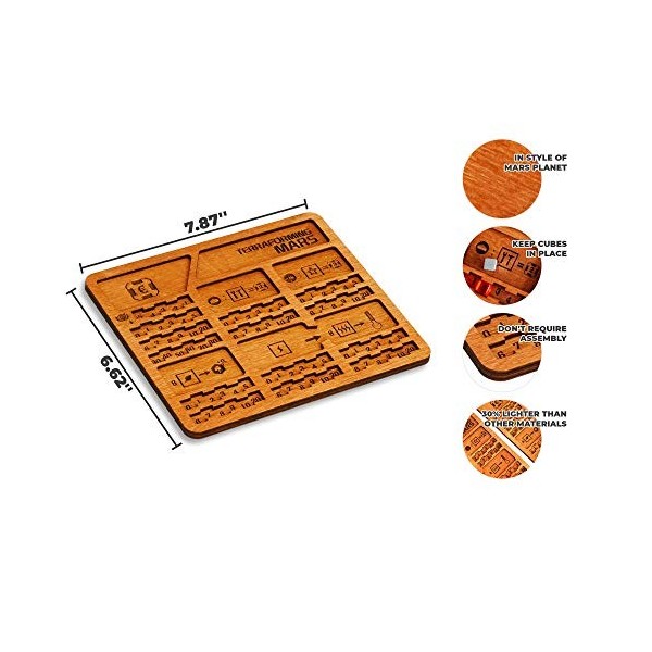 Smonex Lot de 5 planches de jeu en bois compatibles avec le jeu de société Terraforming Mars – Organisation de jeu avec plate