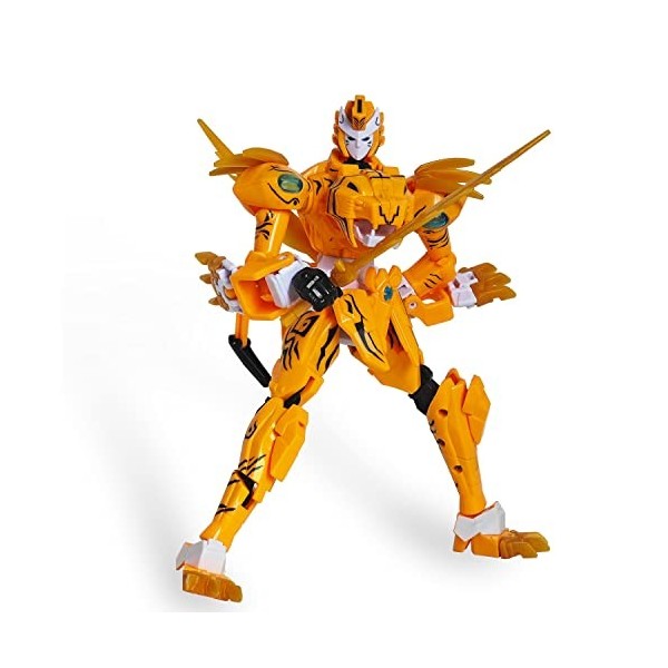 GAGINAN Manchurian Tiger Warrior Turn Into Robot Toy, Fabulous Animal Robot Action Figure, 23cm Yellow Deformation Robot Figu