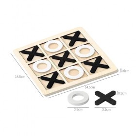 Enshey [Jeu Tic Tac Toe en Bois] – Jeu de société Familial Classique pour Enfants – Divertissement intérieur/extérieur – Joue