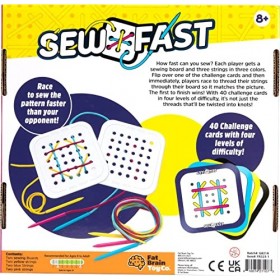 Fat Brain Toys Sew Fast Thread Racing Jeu de course à partir de 8 ans 1 à 2 joueurs