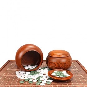Table de Jeu en Bois avec 361 pièces de Pierres de Jade Double Convexe, 19 x 19 pièces de Jeu pour Jeu de stratégie Classique