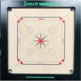 KD Surco Planche de carrom indienne en bois contreplaqué Champion Bulldog avec pièce de monnaie, frappeur, poudre et approuvé