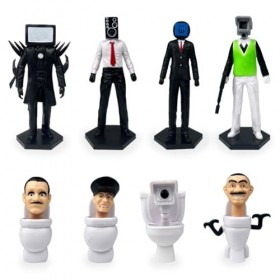 Babioms 8Pcs Toilet Figurine, Figurine Cameraman Toilet, Mini Figurine Set Dessin Animé, Fournitures de Fête danniversaire, 