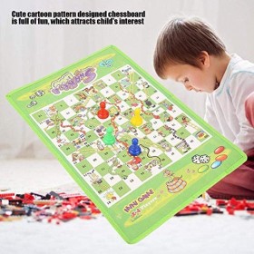 Mallette de Jeux de Société Jouet Echecs Jeu Educatif Interactif Jeu Déchiquier Non-tissé Pliable Serpent et Echelle Jeu de 