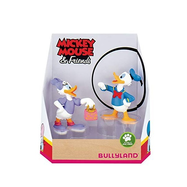 Bullyland 15084 – Jeu de Figurines Walt Disney Mickey Mouse Donald et Daisy, Figurines peintes à la Main, sans PVC, pour Les 