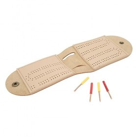 Naroote Jeu de Cartes Sac de Tableau de Bord, Cuir et Métal Jeu de Plateau de Cribbage en Cuir Stable pour Le Camping