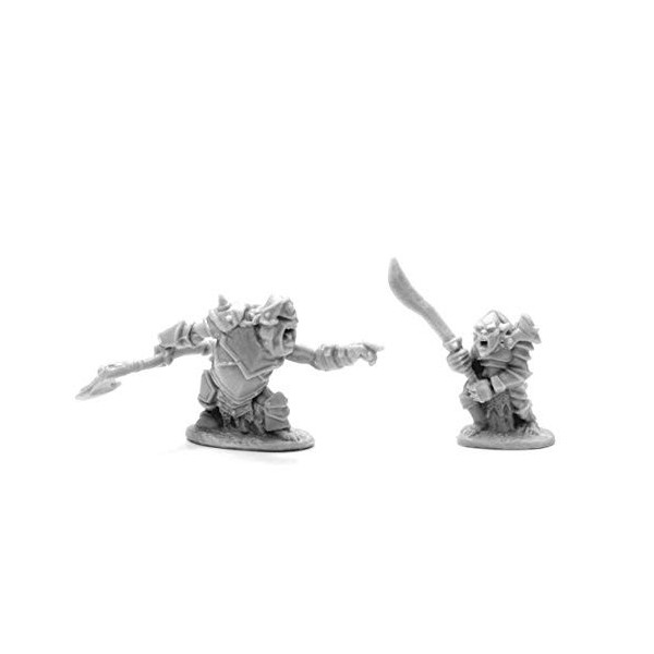 Pechetruite 2 x Armored Goblin Leader - Reaper Bones Figurine pour Jeux de Roles Plateau - 77678