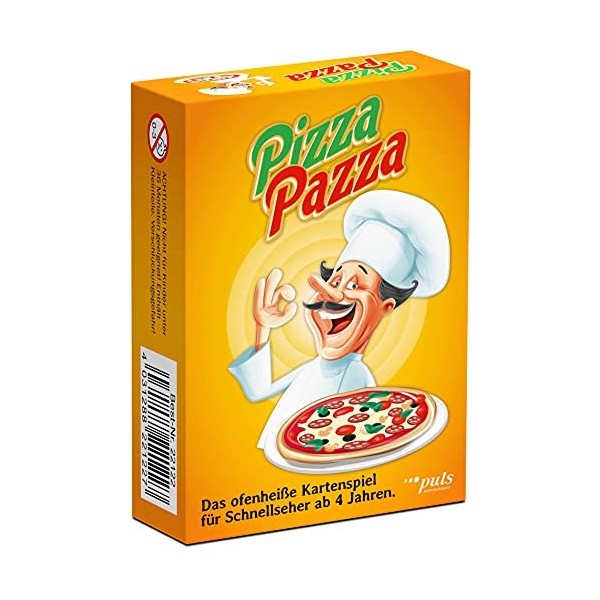 puls entertainment- Pizza-PAZZA-Le Jeu de Cartes Chaud pour télévision Rapide, 22122, Multicolore