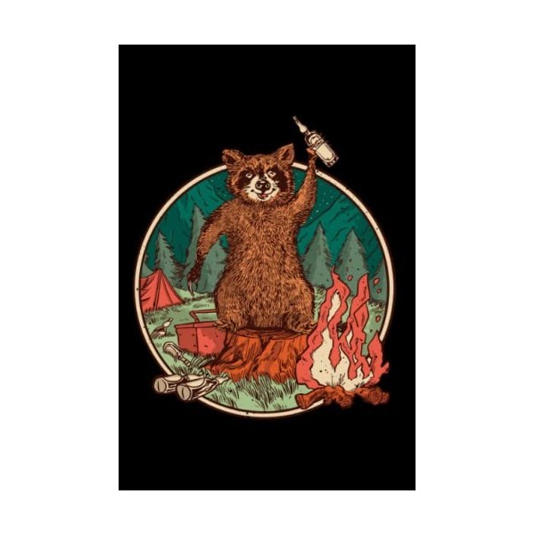 Raccoon Beer Campfire Camp Fun Hike Camping Animal: Hangman Puzzles | 110 Game Sheets | Mini Game | Clever Kids | 6 X 9 in | 