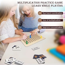 talifoca Tableau de Multiplication,Jeu de Plateau de Multiplication en Bois, EU de Société de Multiplication Montessori, Joue