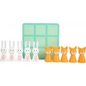Small Foot 11782 Morpions Pastel, Jeu de stratégie Pratique en Bois, avec Lapin et Renard, à partir de Cinq Ans