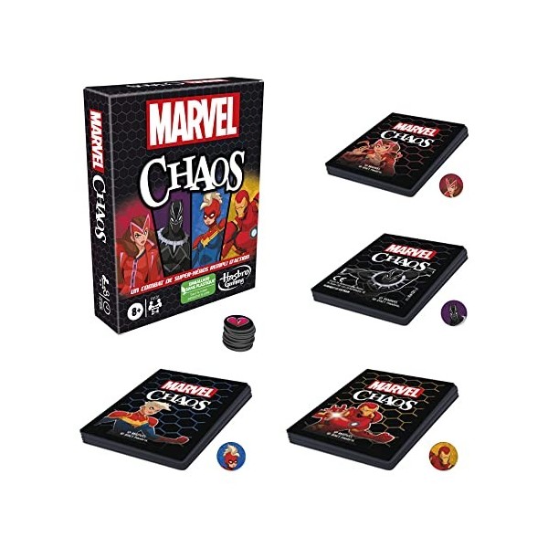 Hasbro Gaming Marvel Chaos, Jeu de Cartes avec Super-héros Marvel, Jeu Amusant pour la Famille, dès 8 Ans, Facile à Apprendre