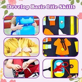 DAMIII Busy Board, Tableau dactivités Livre Silencieux Jouet Montessori 1 2 3 4 Ans de Dinosaure pour Que Les Tout-Petits ap