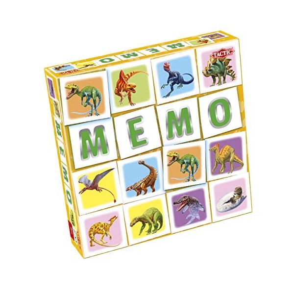 Tactic 55802 Match MEMO Board Family Easy to Play Childrens Well Made Pairs Dinosaur Fun , Memory Game for Kids Ages 3+, Mult