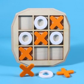 F Fityle Jeu de société Tic TAC Toe en Bois, Jouet de Table XO, pour Adultes et Enfants, Divertissement en Famille, décor de 