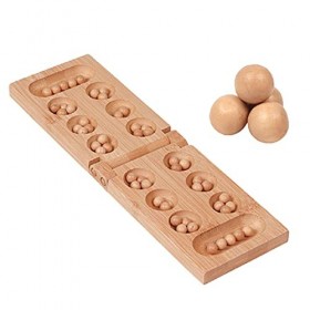 persiverney-AT Jeu De Hus Jeu De Société Mancala Jeu De Société pour Adultes Kalaha Game avec Planche De Bois Pliable Jeu Str