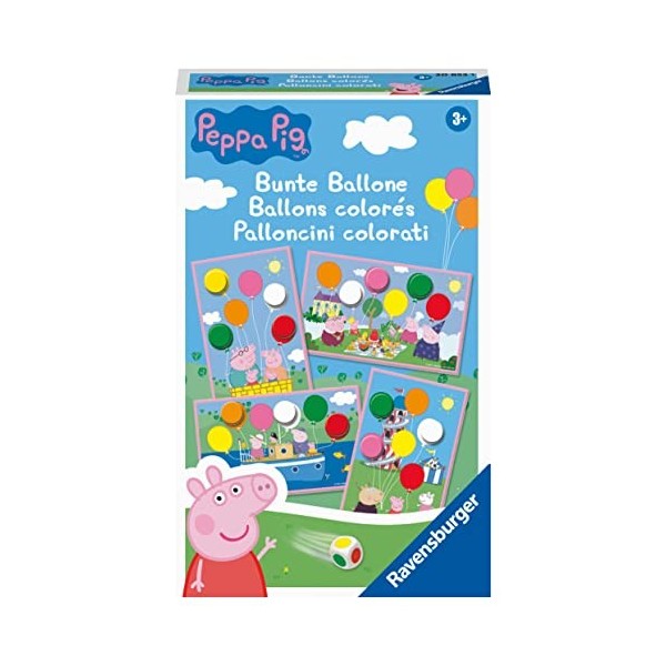 Ravensburger Jeu à emporter - 20853 - Peppa Pig Ballons colorés - Jeu de dés de Couleurs drôles pour Enfants à partir de 3 An