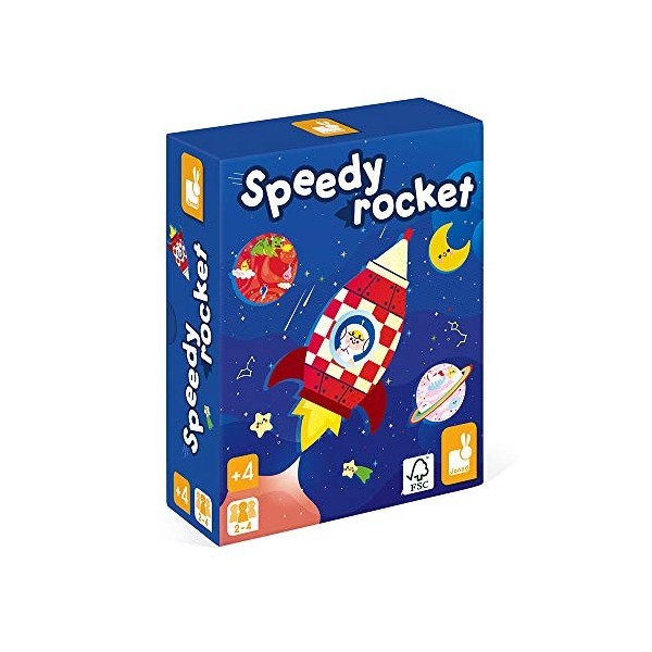 Janod - Speedy Rocket - Jeu de Société Enfant - Jeu dAdresse Certifié FSC - Dès 4 ans, J02635
