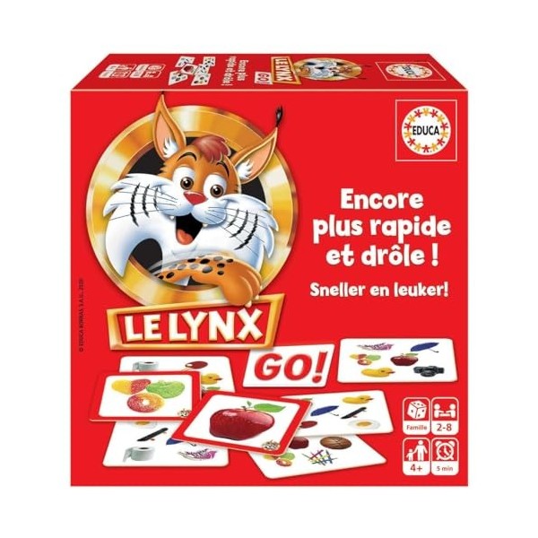 Educa - Le Lynx - Lince GO Arrive, Une Version du célèbre Jeu de société à emporter Partout dans sa Version Carte. Recommandé