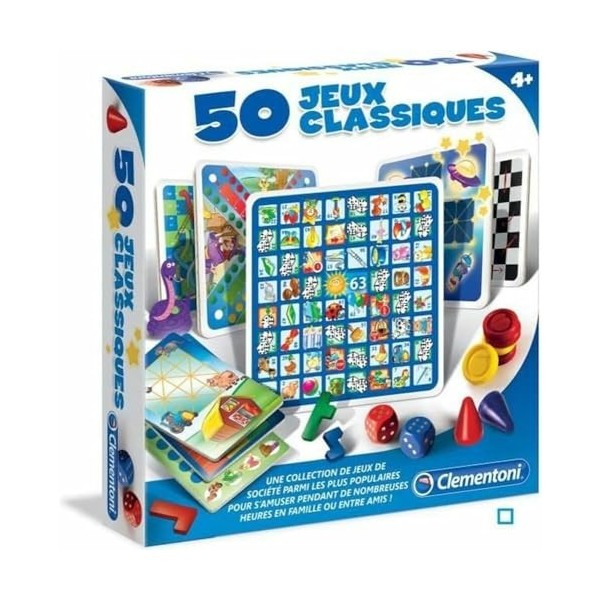 Clementoni - 52165-50 jeux classiques-JEUX DE SOCIETE