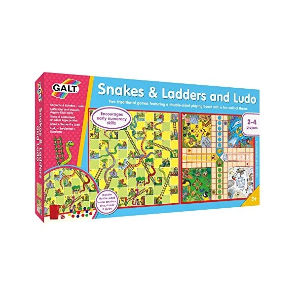 Galt Toys, Snakes & Ladders and Ludo, Classic Board Game, Ages 3 Years Plus, 2-4 Players