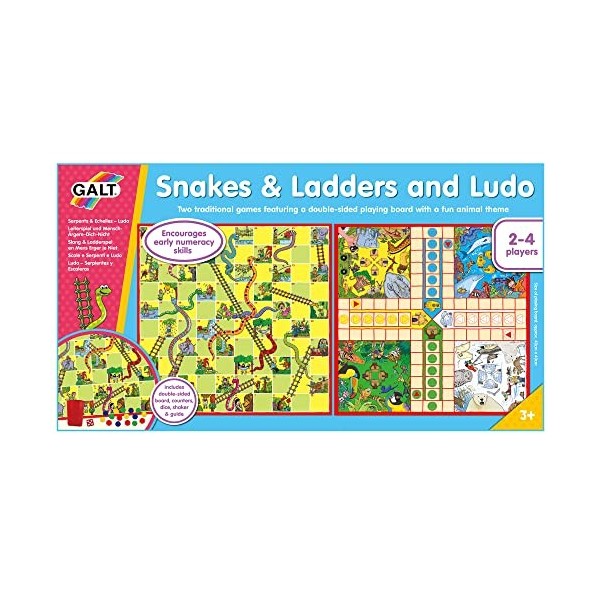 Galt Toys, Snakes & Ladders and Ludo, Classic Board Game, Ages 3 Years Plus, 2-4 Players