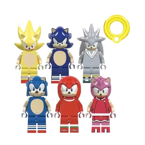 Lcmei Lot de 6 figurines Sonic - Figurines de personnages de hériss
