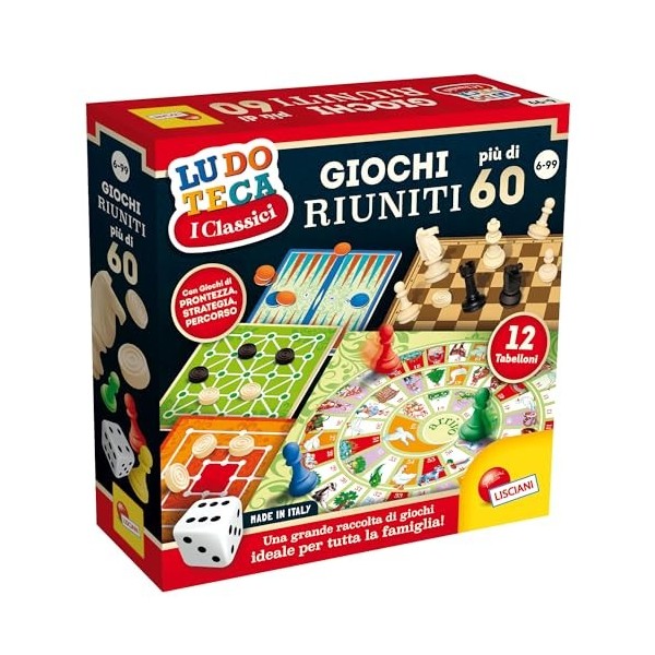 Lisciani Giochi 57023 Giochi Riuniti - Ensemble de Plus de 60 Jeux de société, Multicolore