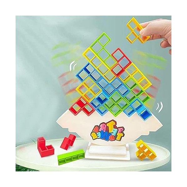 NESKTS Jeu déquilibre Tetra Tower 16/32/48 - Bloc de construction polyvalent - Blocs de jeu Tetris pour enfants et adultes -