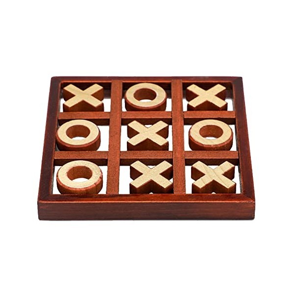 SOBW Tic Tac Toe Jeu de plateau en bois Tic-Tac-Toe Jeu interactif pour parent-enfant Jeu déchecs Jeu de stratégie dans cadr