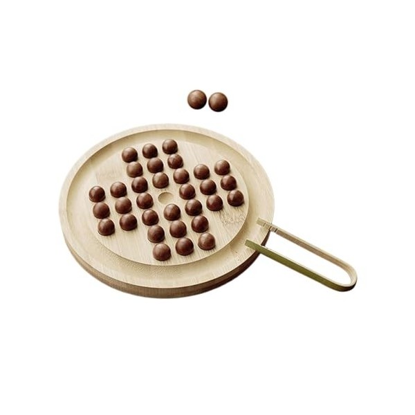 Folpus Peg Solitaire jeu de société stratégie jeu de société décor de bureau avec 32 chevilles jeu de société Solo, Bois Peti