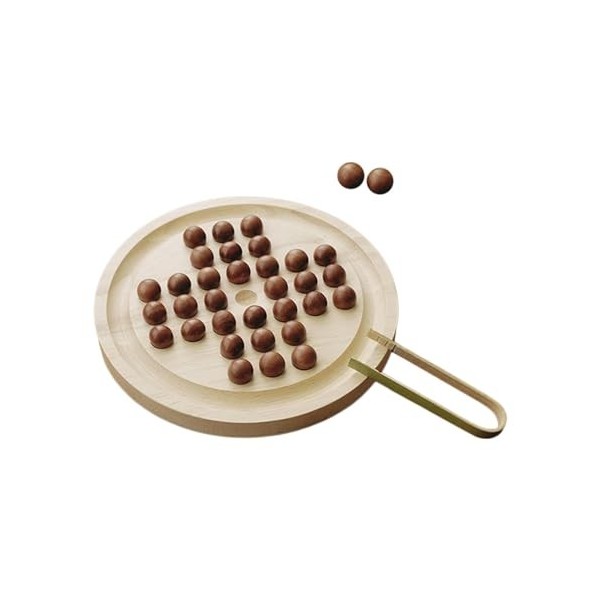 Folpus Peg Solitaire jeu de société stratégie jeu de société décor de bureau avec 32 chevilles jeu de société Solo, Bois Peti