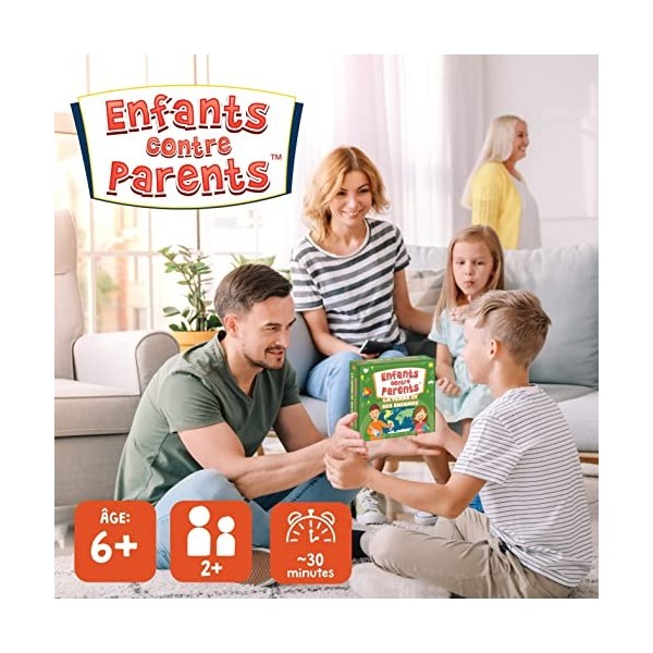 Enfants Contre Parents La Terre et Ses énigmes Jeu de Plateau Familial Jeux de Société pour Enfants et Adultes Quiz Jeu de Ca