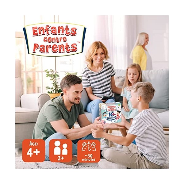 Enfants Contre Parents 10 Secondes Kids Familial Jeux de Société pour Enfants et Adultes Quiz Jeu de Cartes 4+