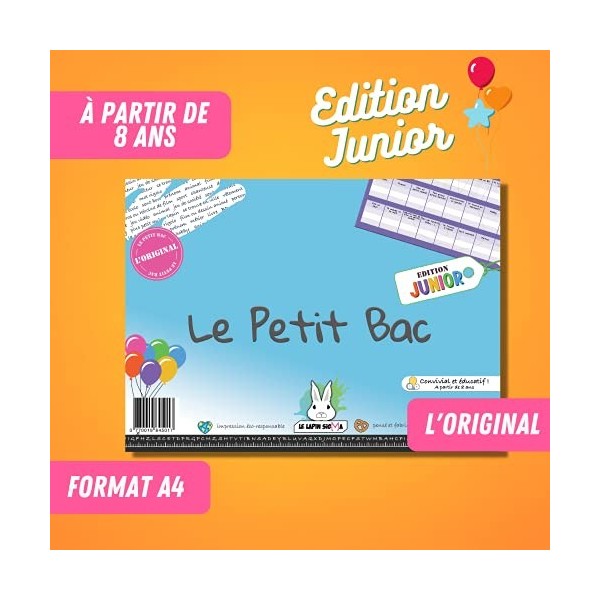 - Jeu du Petit BAC - Edition Junior - Bloc prêt à Jouer de 50 Pages - Jeu du baccalauréat