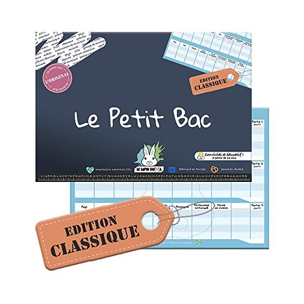 Le Lapin Sigma- Jeu du Petit BAC - Edition Classique - Bloc prêt à Jouer de 50 Pages - Jeu du baccalauréat