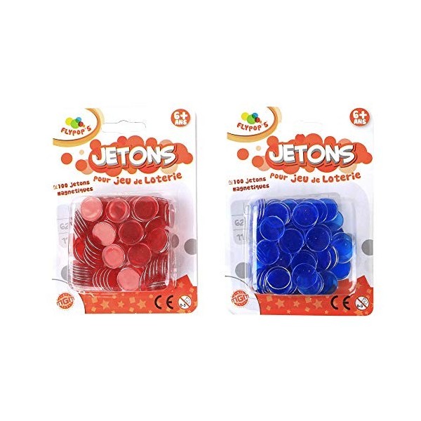 FLYPOPS - 100 Jetons de Loto Magéntiques - Jeu de société - 141112 - 1 à 10 Joueurs - à Partir de 6 Ans Multicolore