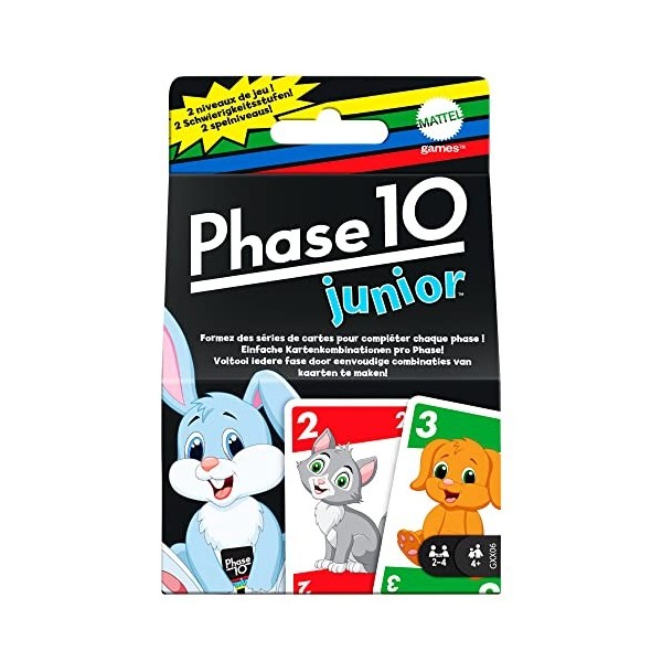 Mattel Games Phase 10 Junior, jeu de société et d’association de cartes de style rami à plusieurs niveaux, 4 ans et plus, GXX