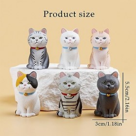 SWZY Mini Chat Modèles danime,Mini Figurine 6 Pcs Chat Gâteau Topper Cake Topper DAnime Jouet Modèle Personnages Poupée Des