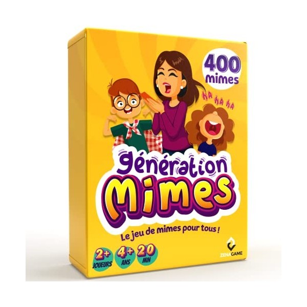 ZENAGAME Génération Mimes Jeu de société - Jeu dambiance - Famille - Jeu de mimes - pour Enfant et Adultes- Jeu de Cartes dè