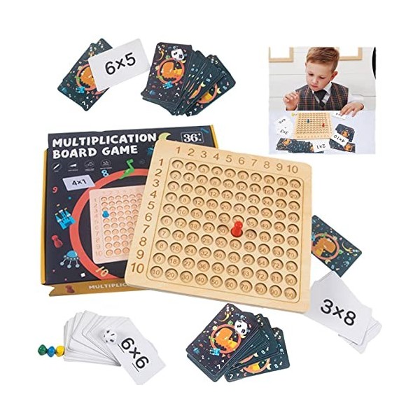 Jouets Mathématiques Montessori, Jeux De Plateau Table De Multiplication en Bois, Tableau de Multiplication Montessori, Jeu d