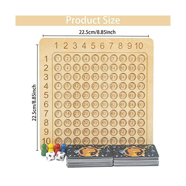 Jouets Mathématiques Montessori, Jeux De Plateau Table De Multiplication en Bois, Tableau de Multiplication Montessori, Jeu d