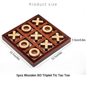PIUMOJ Jeu de Morpion en Bois Tic Tac Toe Jeu de Voyage Jeu de société Tic Bug Toe Jouet éducatif pour Enfants de Tous âges X